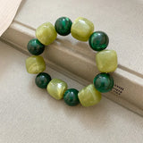 Acrylic Irregular Square Round Beaded Bracelet Vintage Reproduction