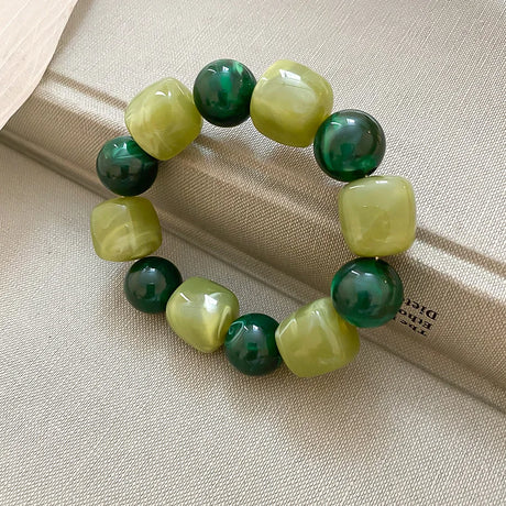 Acrylic Irregular Square Round Beaded Bracelet Vintage Reproduction