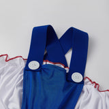 Women Mushroom Costumes Romper Jumpsuit Striped Leg Warmers Hat and Choker Halloween Cosplay Outfit