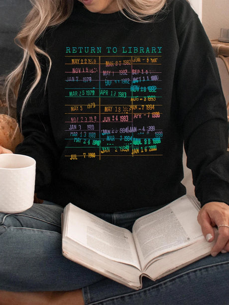 Return to Library Sweater Vintage Library Card Book Due Date Unisex Librarian Bookish Sweatshirt