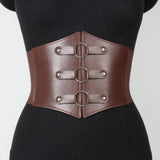 Dark Gothic PU Wide Waistband Steampunk Waist Cinch Underbust Corset