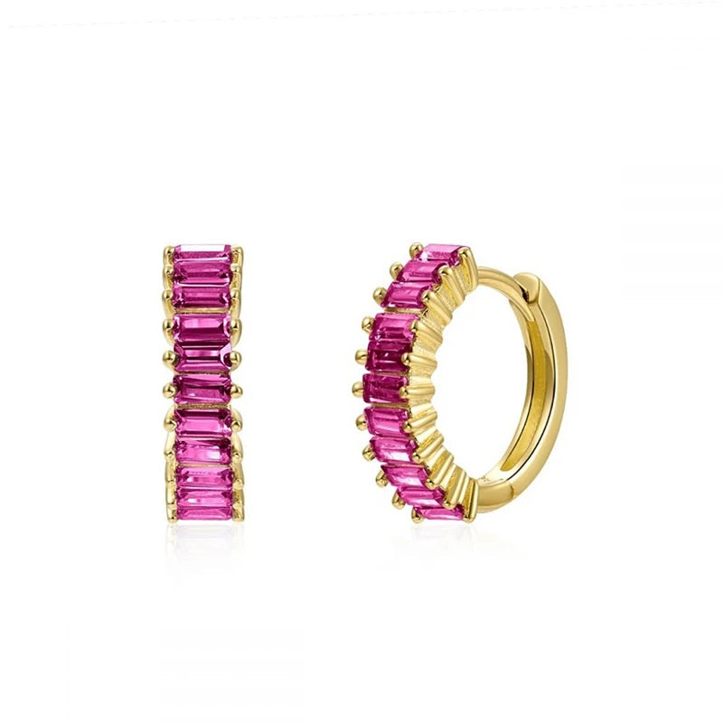 Colourful Zircon Gold Stud Earrings Mix'n'Match