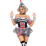 Clown Cosplay Costume Circus Performance Jumpsuit Halloween Party Carnival Jester Theater Stage Performance