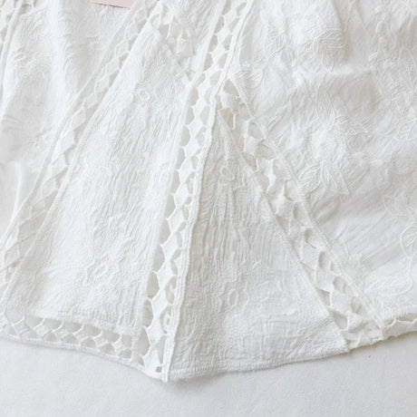 Faith's Cotton Linen Open Stitch Embroidered Summer Cover-Ups
