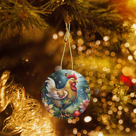 Chicken Ceramic Christmas Ornament