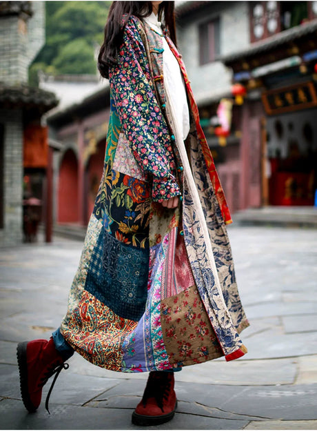 Vintage Cotton Linen Patchwork Coats