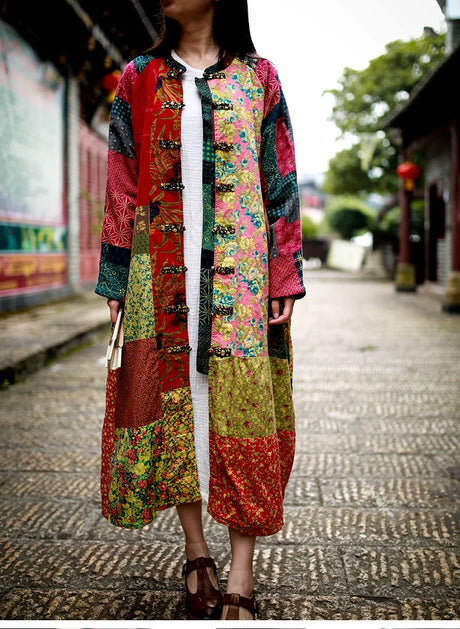 Vintage Cotton Linen Patchwork Coats
