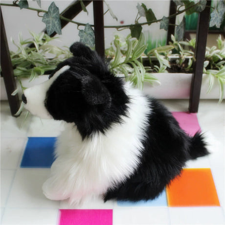 Border Collie Back & White Dog Puppy Plushie Toy