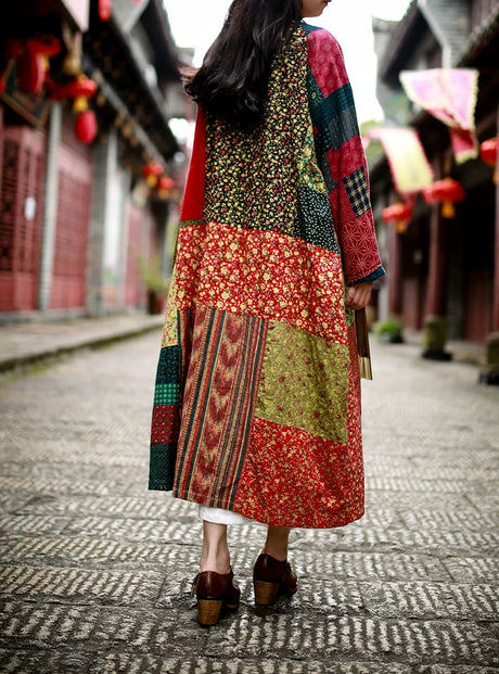Vintage Cotton Linen Patchwork Coats