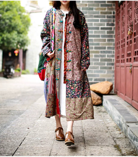 Vintage Cotton Linen Patchwork Coats