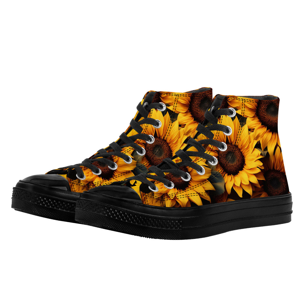 Sunflower Field Days High Top Canvas Shoes - Black
