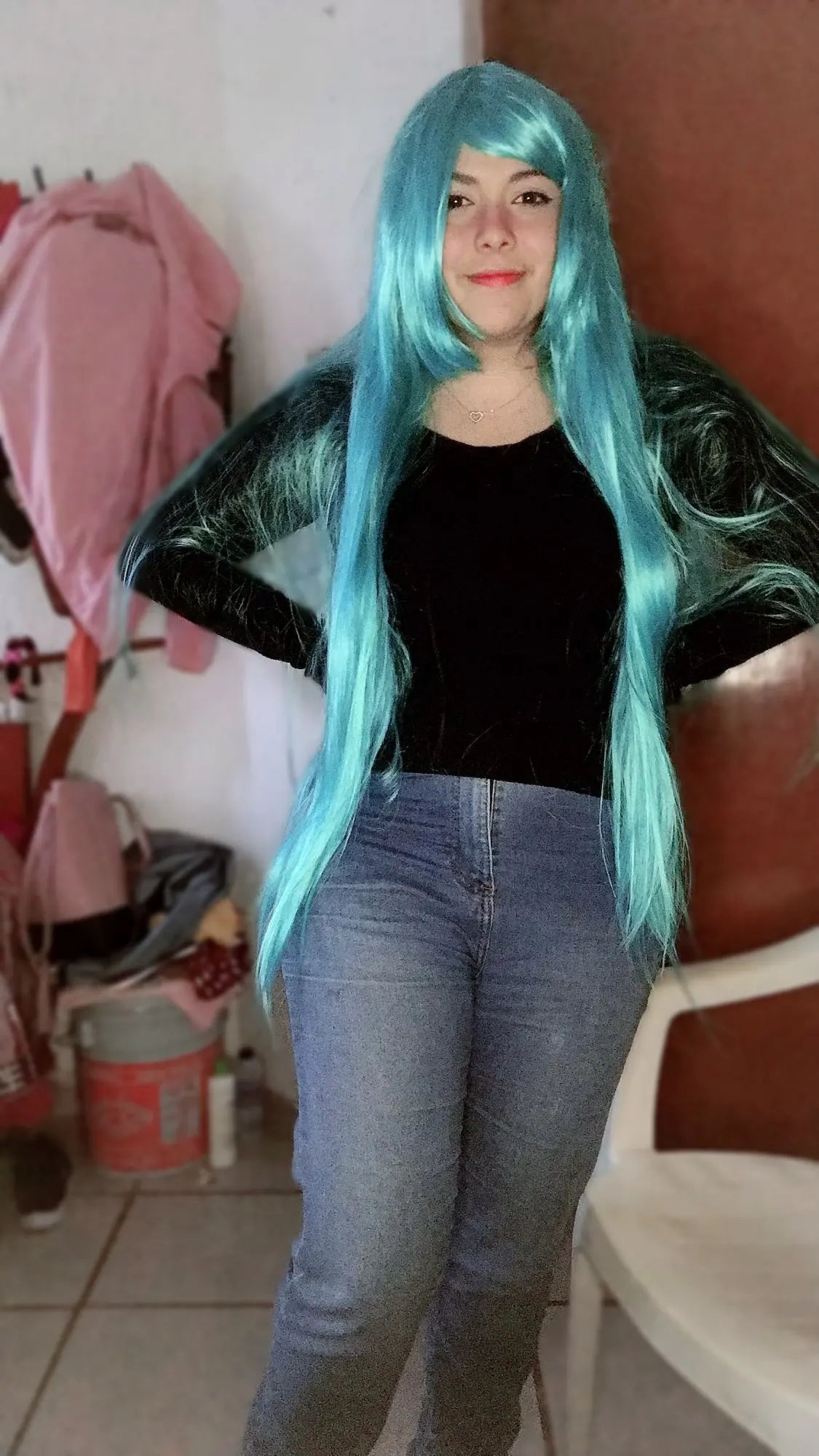 Extra Long Wavy or Straight Wigs with Full Bangs Heat Resistant.