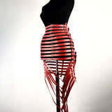 Gothic Faux Leather Long Black Strapped Corset Skirt