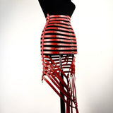 Gothic Faux Leather Long Black Strapped Corset Skirt
