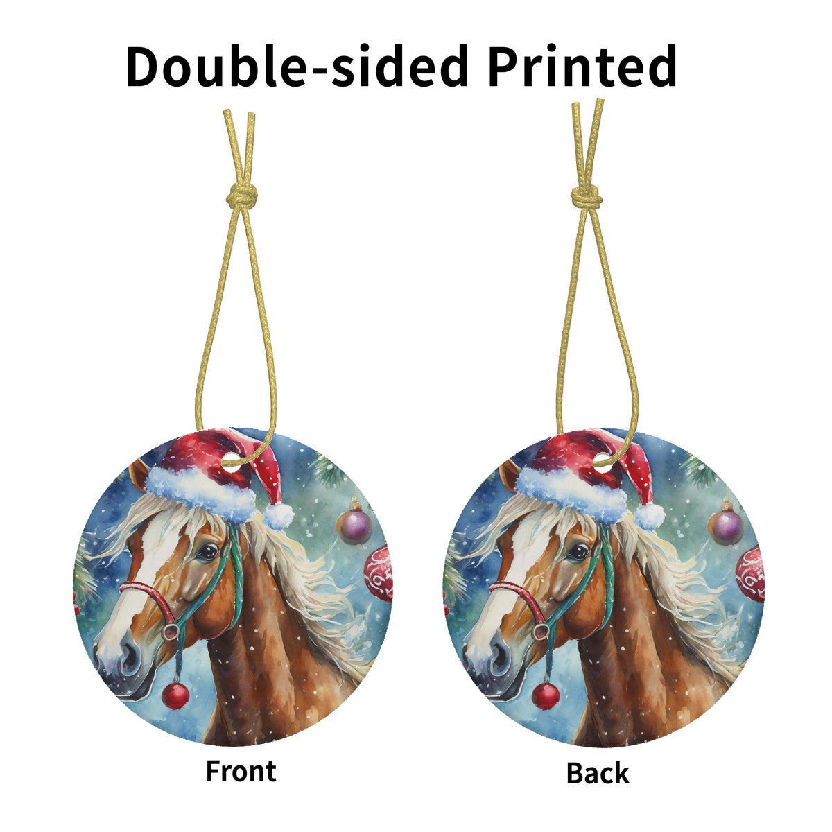 Blonde Horse Ceramic Christmas Round Ornament