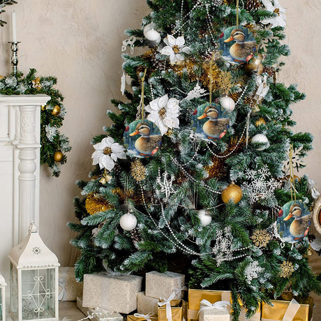 Brown Duckling Ceramic Christmas Round Ornament