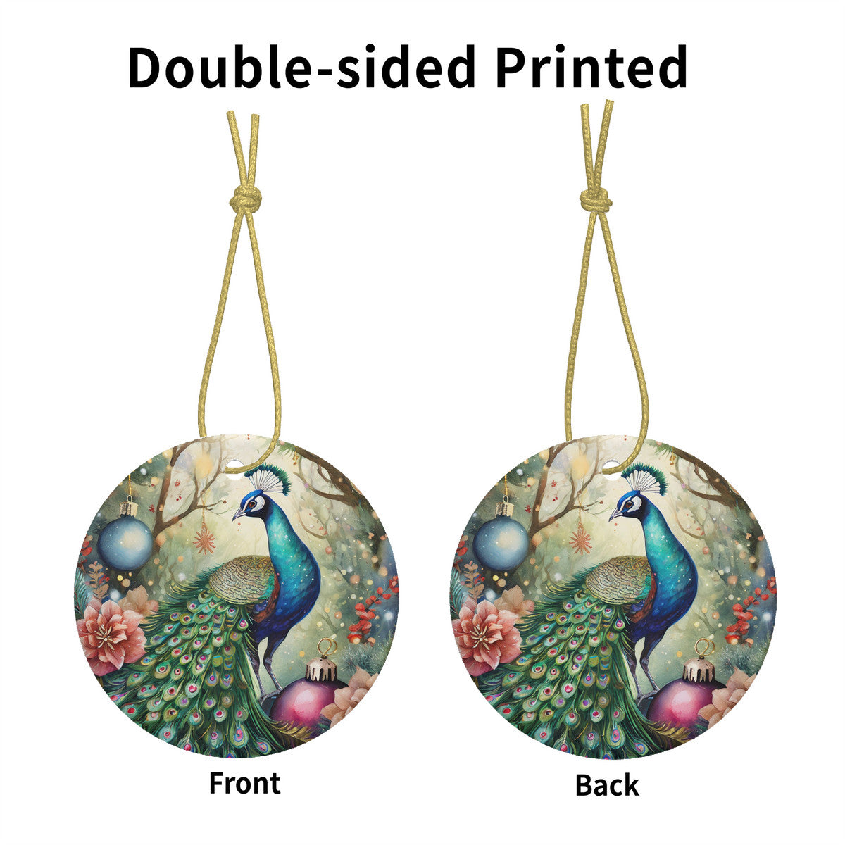 Woodland Peacock Ceramic Christmas Ornament