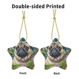 Star Pug Ceramic Star Shape Christmas Ornament