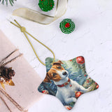 Jack Russell Dog Ceramic Star Shape Christmas Ornament