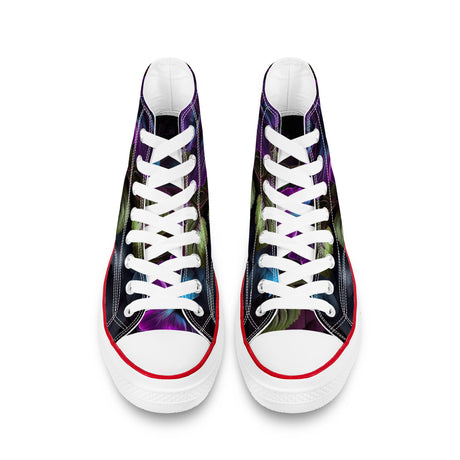 Purple Hibiscus High Top Canvas Shoes