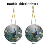 Winter Peacock 2 Ceramic Christmas Round Ornament