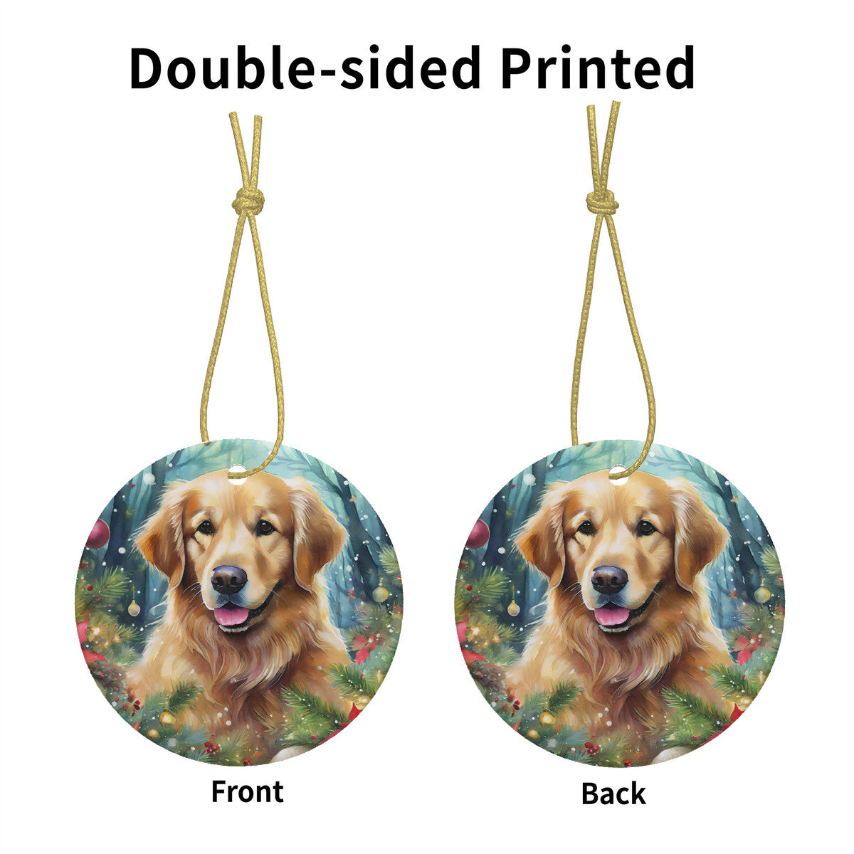 Golden Retriever Ceramic Christmas Ornament