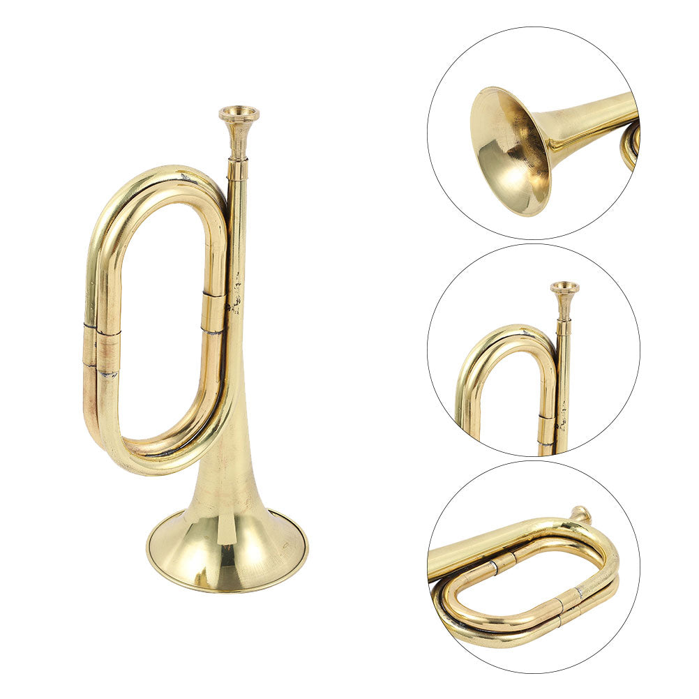 Bugle Trumpet Brass Cavalry Horn with Mouthpiece for School Band Cavalry Military Orchestra Musical Instrument