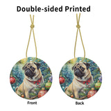 Lil' Pug Dog Ceramic Christmas Round Ornament