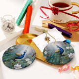 Winter Peacock 2 Ceramic Christmas Round Ornament
