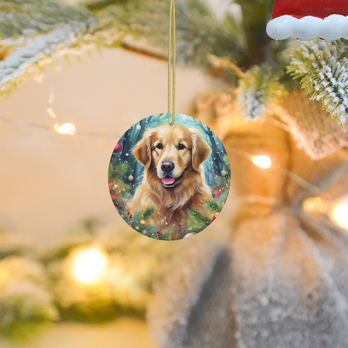 Golden Retriever Ceramic Christmas Ornament