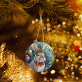 Bunny Rabbit Ceramic Christmas Round Ornament