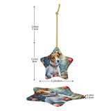 Jack Russell Dog Ceramic Star Shape Christmas Ornament