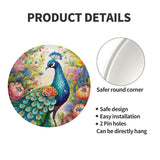 Woodland Peacock Round Steel Metal Wall Art Decor