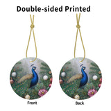 Winter Peacock 1 Ceramic Christmas Round Ornament