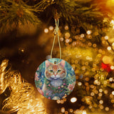 Ginger Cat Ceramic Christmas Ornament
