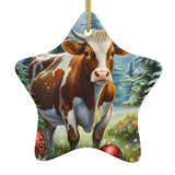 Cow Ceramic Star Shape Christmas Ornament