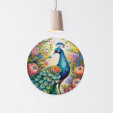 Woodland Peacock Round Steel Metal Wall Art Decor
