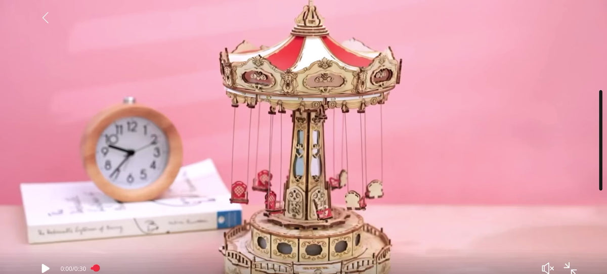 Swing Ride Music Box Amusement Park Series DIY 3D Wooden Model Kit Puzzle