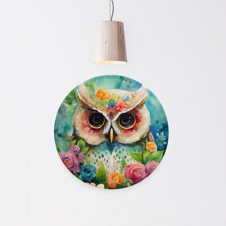 Garden Owl Round Steel Metal Wall Art Decor