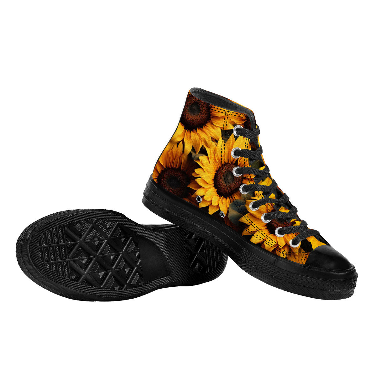 Sunflower Field Days High Top Canvas Shoes - Black