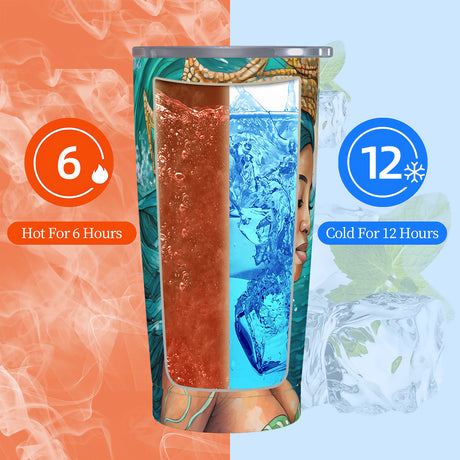 Teal Depths Mermaid 20oz Stainless Steel Straw Lid Cup