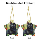 Black Cat Ceramic Star Shape Christmas Ornament