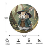 Sweet Woodland Bunny Round Steel Metal Wall Art Decor