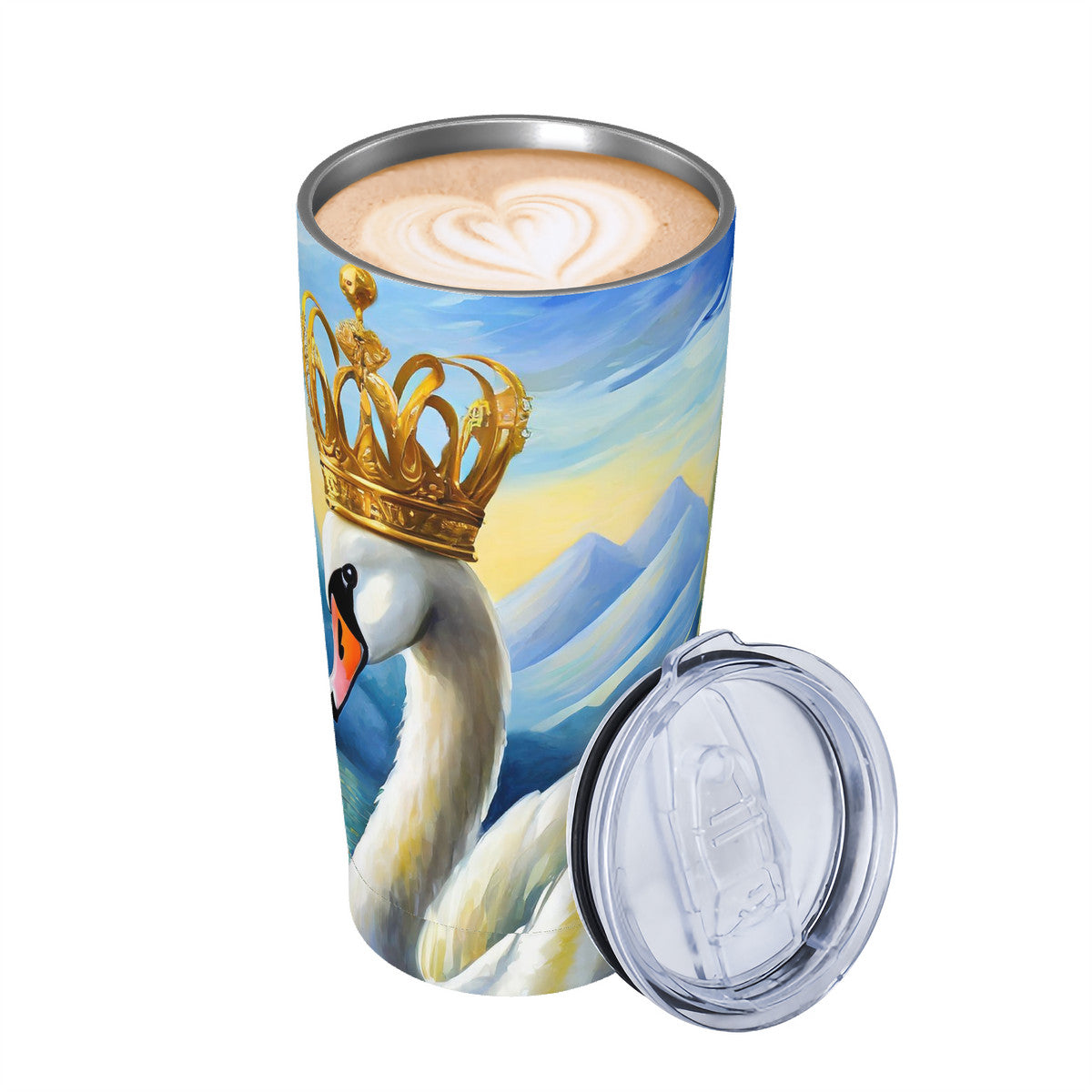 The Swan King 20oz Stainless Steel Straw Lid Cup