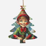 Elf Wooden Christmas Tree Hanging Ornament