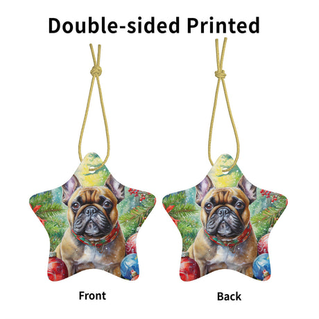 American Bulldog Ceramic Star Shape Christmas Ornament