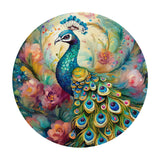 Garden Peacock Round Steel Metal Art Decor