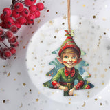 Elf Wooden Christmas Tree Hanging Ornament