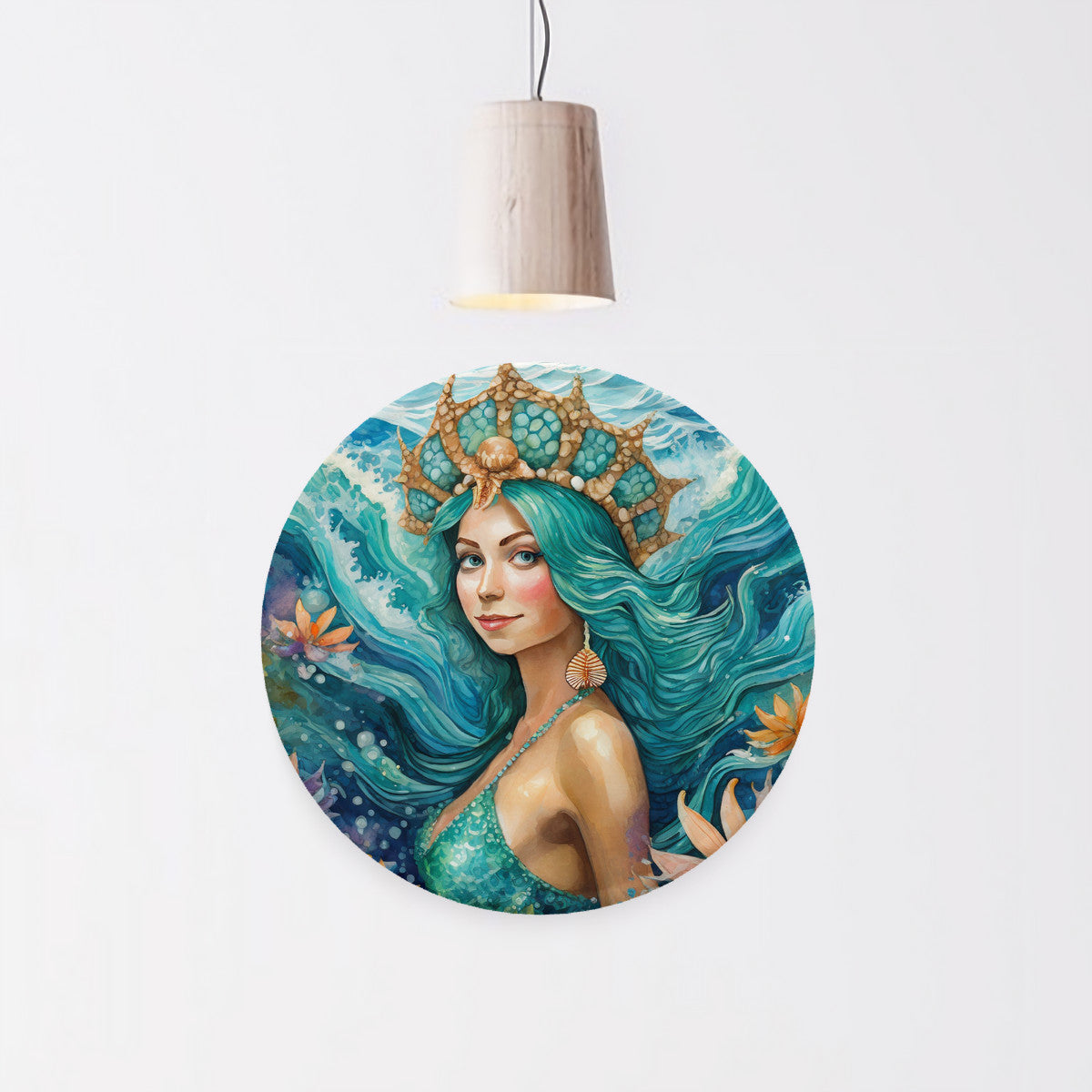 Mermaid Margot Round Steel Metal Art Decor