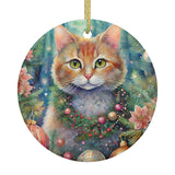 Ginger Cat Ceramic Christmas Ornament